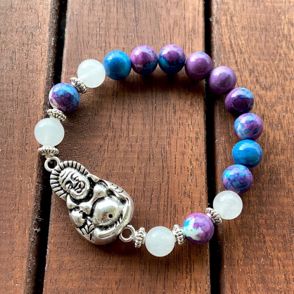 Silver buddha white agate & snow purple jasper - Picture 14 of 15